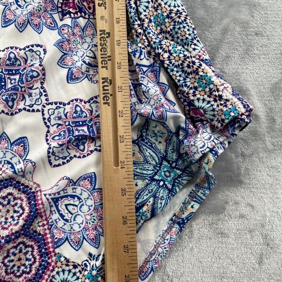 Chico's Skirt Womens 1 Multi-color Tiled Geo Handkerchief Hem Pull-on Casual - Picture 7 of 13